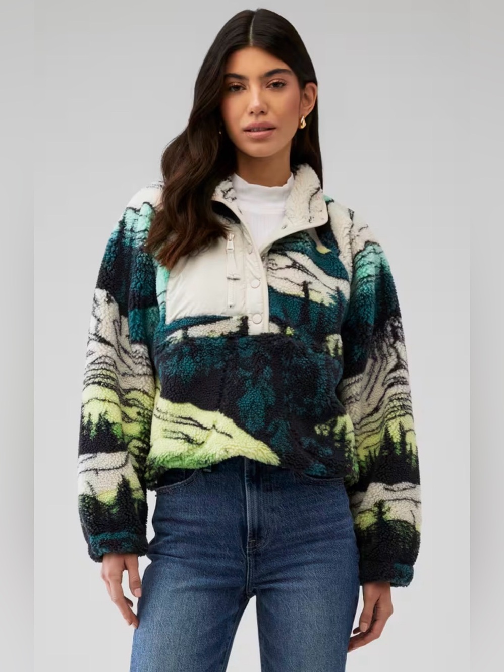 Free People Hit The Slopes Fleece Jacket Cypress Combo outdoor gorpcore hiking S
